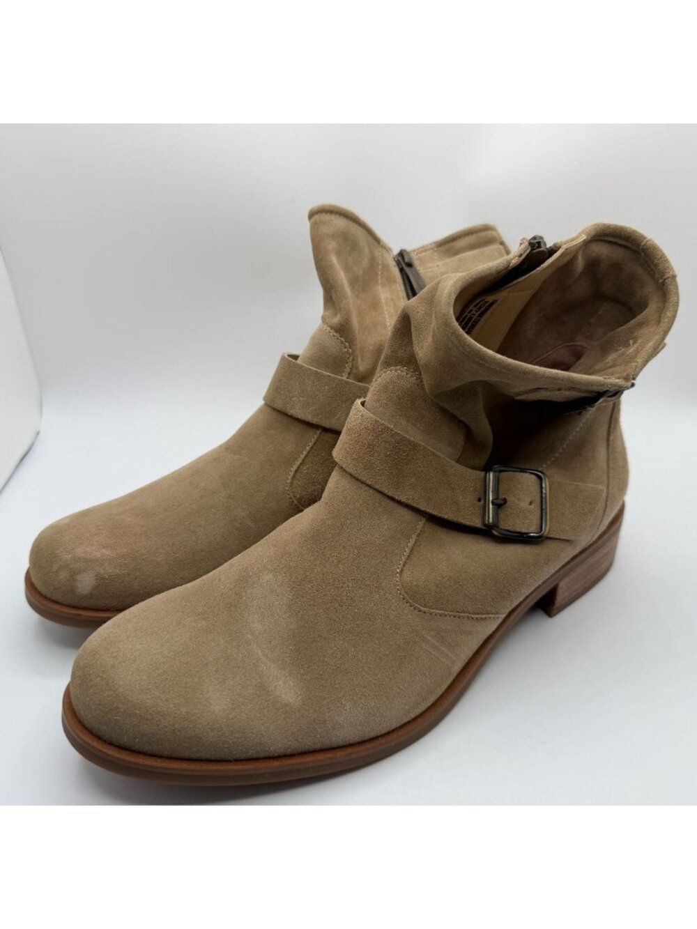 Paul Green Wyatt Booties Women Size 7.5M Soft Beige Suede Western Rocker Chic